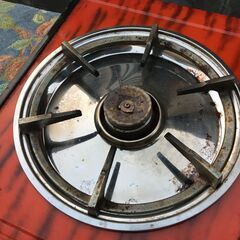 【昭和/平成レトロ】89.01-000190 リンナイ 一口 ガスコンロ 大阪ガス 都市ガス テーブル 赤/黒 調理器具 現状お渡しの画像