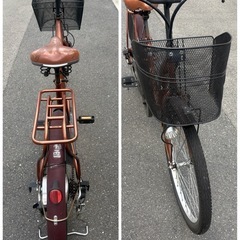 引き取り限定　シティタイプ電動アシスト自転車 ブラウンの画像