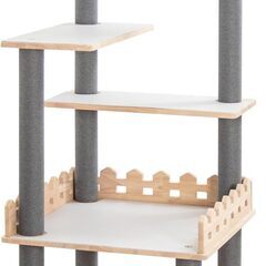 キャットタワー 天然木製 【ほぼ新品】高さ128 土台寸法55ｘ55　2025年12月テスト使用 の画像