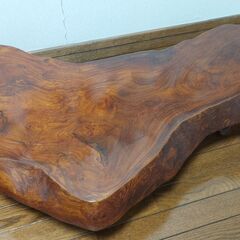 木工品 天然木 ケヤキ 木製 花瓶 (木瓶) 高さ43cm / 花瓶台 (一枚板) セット 花器 花入 置物 インテリア 和風の画像