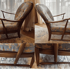 カリモク家具 アンティーク調 花柄 アームチェア 肘掛け椅子 クラシック ビンテージ karimokuの画像