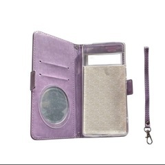 手帳型 スマホケース スマイル ニコちゃん ストラップ付き パープル　Google Pixel 6 Pro ケース 6.7インチの画像