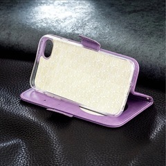 手帳型 スマホケース スマイル ニコちゃん ストラップ付き パープル　Google Pixel 6 Pro ケース 6.7インチの画像