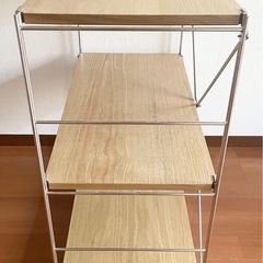 無印良品 MUJI ステンレスユニットシェルフ オーク材　ワイド 小 3段の画像