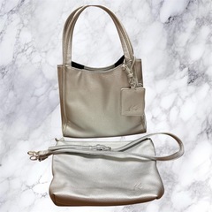 キタムラ トートバッグ ショルダーバッグ クラッチバッグ セット シルバーの画像