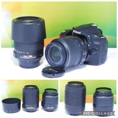 初心者おすすめ✨元箱付き✨Nikon D3200 ダブルズームキット 手ぶれ補正 ダブルレンズ スマホ転送 動作良好 美品の画像