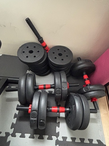 トレーニング器具 一式セット（ベンチ＋ダンベル40kg＋ルームランナー）