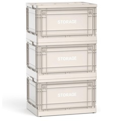 ❤️新品未使用❤️収納ボックス Mサイズ　ホワイト 5面開閉蓋で出し入れ簡単！積み重ね自由！！❤️軽くて移動も簡単！埃よけ！✨3個入り☘️の画像