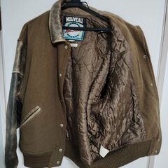 HOT SCOOP　ホットスク－プ　襟付き　袖革　スタジャン　ヴィンテージ　ブラウン　sizeMの画像