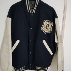 Pazzo CLUB　パッゾ　袖革スタジャン　スタジアムジャンパー　日本製　ネイビー　sizeL相当の画像