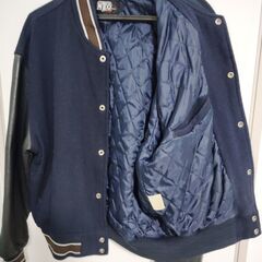 NEO BLOOD TOKYO 　ネオブラッド　袖革　スタジャン　ネイビーⅹブラック　美品　 sizeFの画像