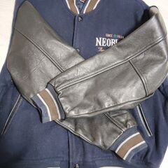 NEO BLOOD TOKYO 　ネオブラッド　袖革　スタジャン　ネイビーⅹブラック　美品　 sizeFの画像