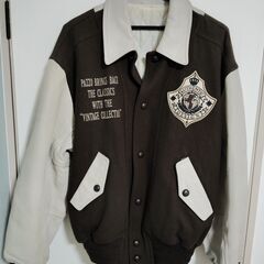 Pazzo 　パッゾ　襟付き　袖革　スタジャン　スタジアムジャンパー　日本製　ブラウン　 sizeL相当の画像