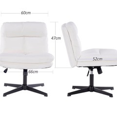 SKYE デスクチェア アームレス オフィスチェア ホイールなし パソコンチェア クロスレッグ 椅子 ワイド ホーム オフィス デスクチェア 高さ調節可能 回転 PUレザーの画像