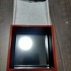 【未使用】漆器　市松模様　小箱　一段 4個まとめて　箱 空箱　重箱　市松　朱　金の画像