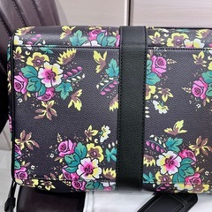 KENZO 花柄 ボストンバッグ ポップブーケ柄 ロゴパッチ 合皮 2WAYの画像