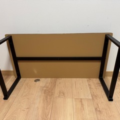 ローテーブル 木目×アイアン脚 90×45cm ロータイプ キズありの画像