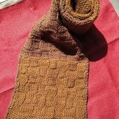 毛糸マフラー/茶＆焦茶/ハンドメイドの画像