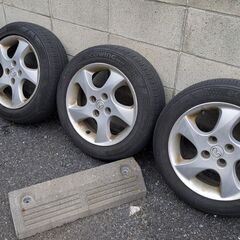 15インチアルミ（マツダ純正）+タイヤ　4本セット　PCD100-4穴　175/60-15の画像