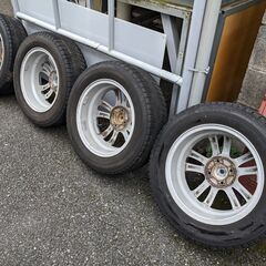 15インチアルミ+スタッドレス　4本セット　PCD100-4穴　185/55-15の画像