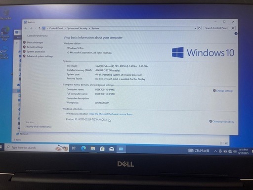 DELL Insprion 3580 1TB Intel Celeron CPU 4205U@1.80GHz/RAM4GB Y201 ノートパソコン/PC コンピューター/ノートPC