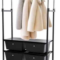 ハンガーラック ダブル 棚 収納ケース付きの画像