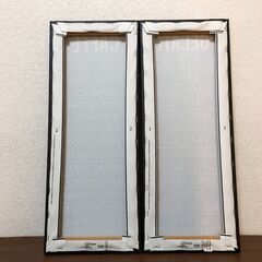 イケア PJATTERYD 2枚セット IKEA プィエッテリード 壁飾り木製フレーム アメリカンヴィンテージ風 モノクロキャンバスポスター 展示品の画像