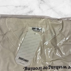 【新品】メンズ カジュアル Vネック セーター ホワイト M 無地 リブ 長袖 プルオーバー ブラウスの画像