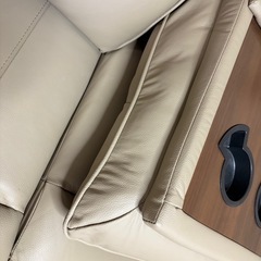 ベージュ リクライニングソファ 3人掛け［ニトリ］本革製　超美品の画像