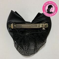 シニヨン お団子ネット リボン バレッタ 黒 3点の画像