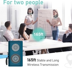 新品2人用ワイヤレスマイク KIMAFUN2.4Gワイヤレスヘッドセットおよびラベリアラペルマイク ２人同時使用可能 外付けクリップマイク 50ｍ伝送距離 8時間連続使用 プラグ＆プレイ 拡声器に対応 授業、講演、会議、イベント、説明会の画像