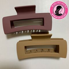 ヘアクリップ マット 大きめ 長方形 2点セットの画像