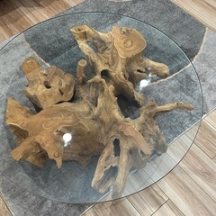 【美品!】一点物の流木とガラスのコーヒーテーブルの画像