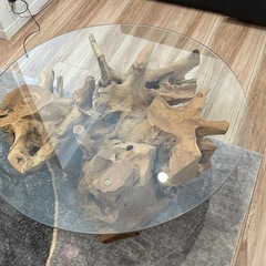 【美品!】一点物の流木とガラスのコーヒーテーブルの画像