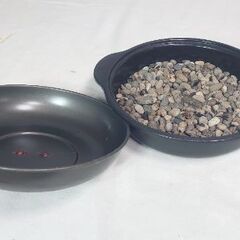 【石付き ✨すぐ使用可✨】　☆中古品☆ホーロー石焼きいも器　 🎶内径24cm🎶 高木金属工業　ガスコンロの画像