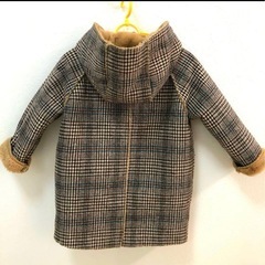 チェック柄　ファー　コート　100 アウター　子ども服　　の画像