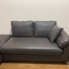 L字カウチソファ 6人掛け BIGサイズ ソフトレザー ブラウンの画像