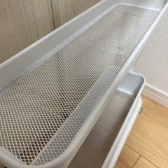 YAMAZEN山善キッチンワゴンバスケットスリムトローリーキャスター付ホワイト白の画像