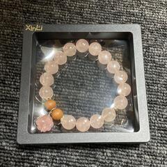 【新品】シルバー925 ブレスレット 四葉クローバー 天然ローズクォーツの画像