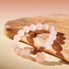 【新品】シルバー925 ブレスレット 四葉クローバー 天然ローズクォーツの画像