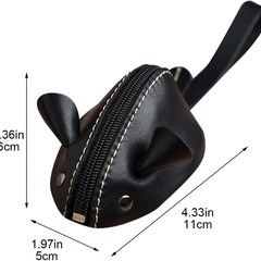 【新品】ネズミ ミニ コインケース ヴィンテージ 本革 小銭入れ コイン財布の画像