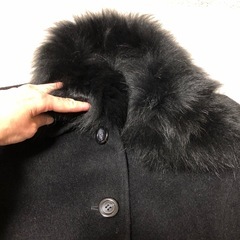 美品 9号 フォックスファー付アンゴラウールジャケットコート ブラックの画像