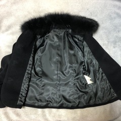 美品 9号 フォックスファー付アンゴラウールジャケットコート ブラックの画像