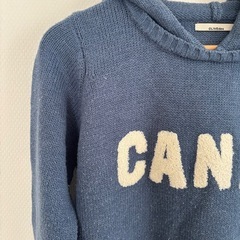 【オリーブデオリーブ】フード付きニット　長袖ニット　ブルー　フリーサイズの画像