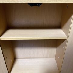 M664  本棚 扉付き キャビネット 木製 薄方収納 インテリア家具 H90 ナチュラルの画像