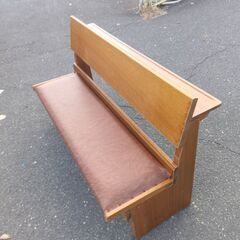 【引取限定】希少 チャーチベンチ 教会 長椅子 木製 レトロ アンティーク カフェ什器 待合室 背面収納付き 昭和レトロ ビンテージ家具 大阪の画像