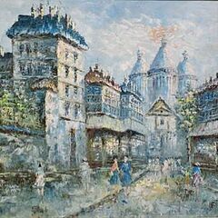 ★パリ　モンマルトル 風景画　油絵  油彩画　油絵　肉筆　パリ風景　作者不明　12号の画像