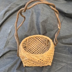 竹製ハンドル付きバスケット おまけ付き 昭和レトロ 竹籠の画像