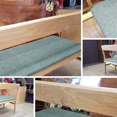 a6 長椅子ベンチ ＆ 椅子2脚セットの画像