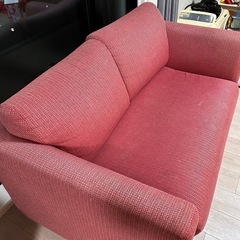 ファブリックソファー　2人掛け 140cm幅　クッション付き　の画像